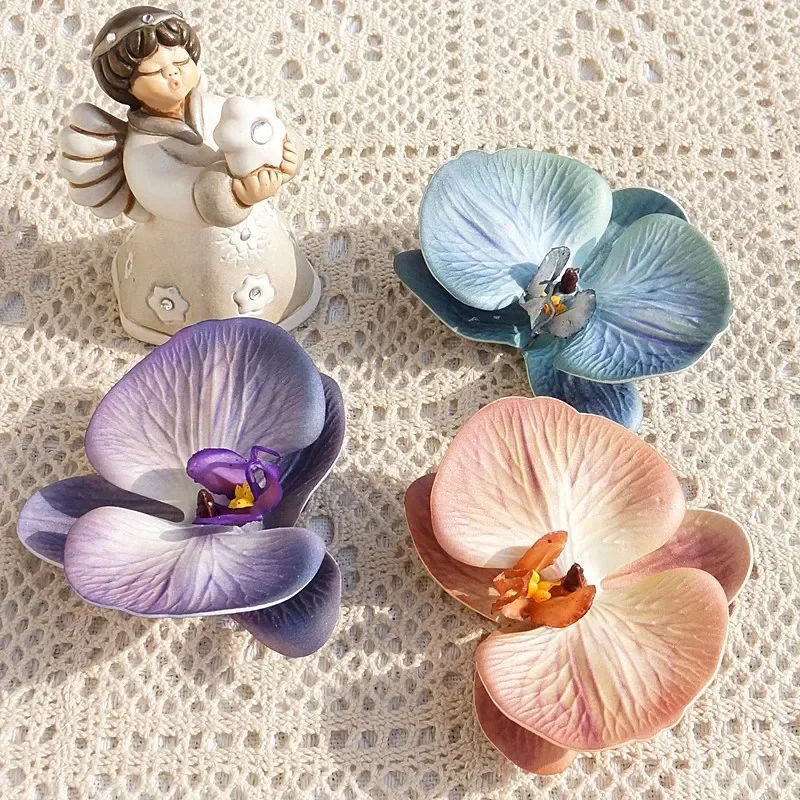 3D Print Orchid Head Silicone Cotton Artificial Butterfly Flowers Wedding Souvenir Party Decor Gift Box Headdress