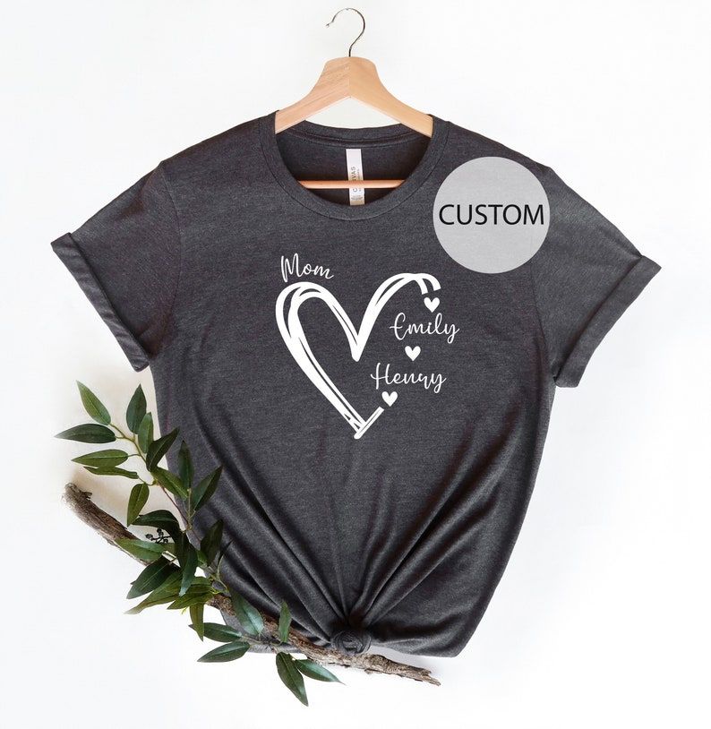 Custom Mama Shirt, Personalized Mom Shirt, Shirt with Kids Names, Gift for Mom Mama, Mom Heart Shirt,