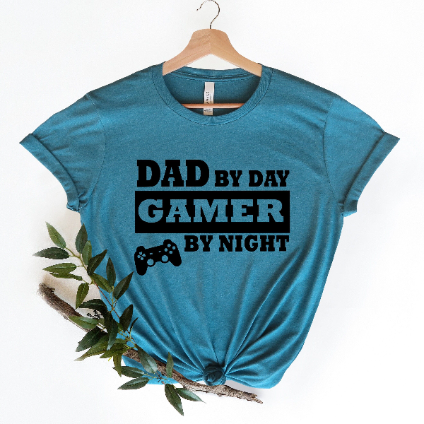 Dad By Day Gamer By Night T-Shirt, Gamer Dad Shirt, Funny Dad Shirt, Father's Day Gift, Gamer Husband Gift Idea,Funny Ga