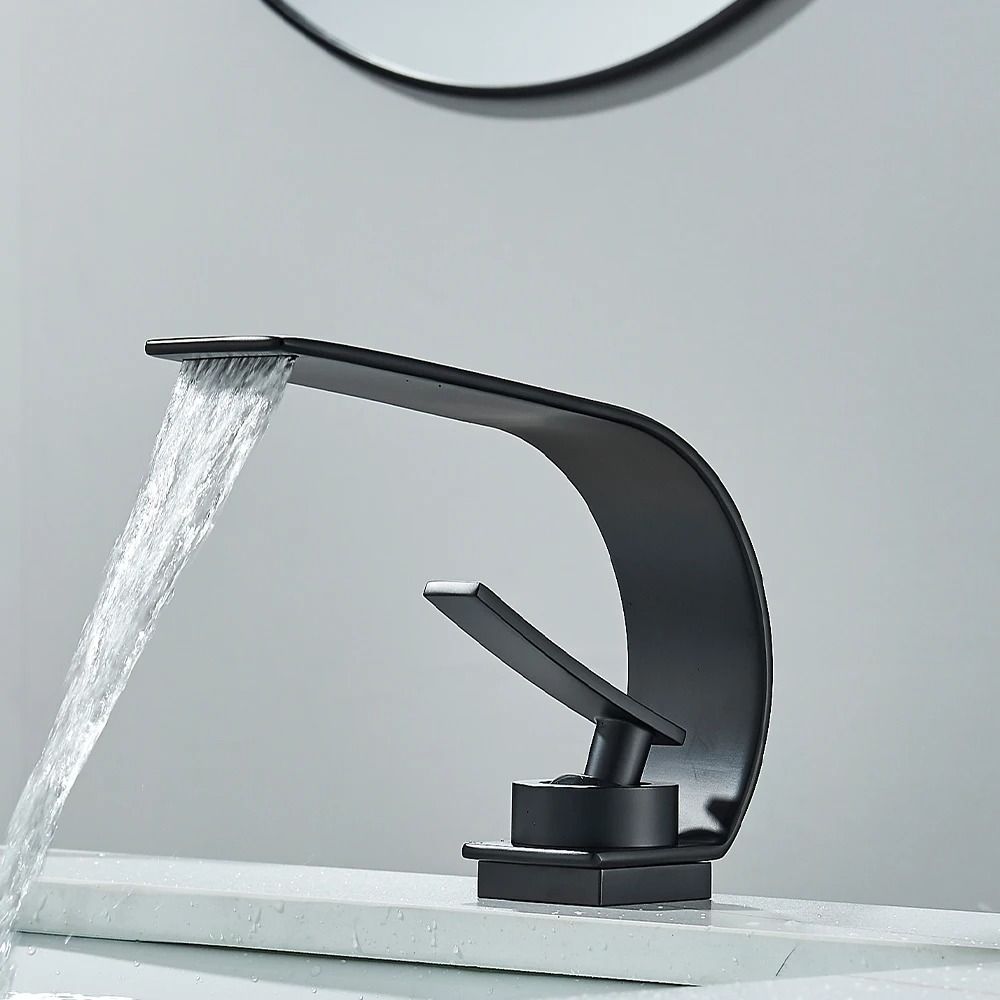 Black Thin Style Bathroom Sink Faucet with Hot and Cold Water Mixer
