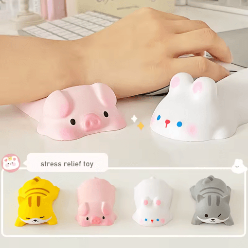 Cute Rabbit Wrist Rest Ergonomic Mouse Pad Arm Support with Slow Rising Squishy