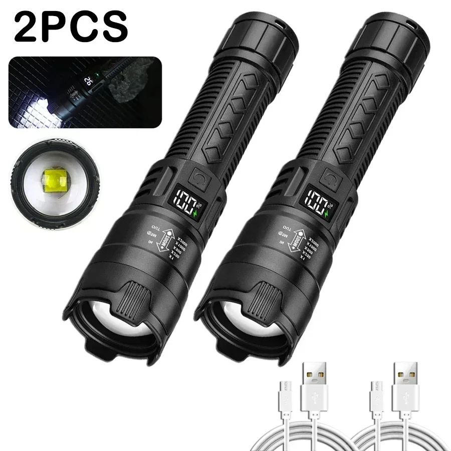 PowerBeam Tactical LED Flashlight with Digital Display & USB Recharge