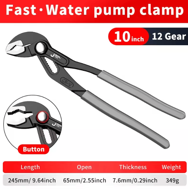 Quick-Release Water Pump Pliers Adjustable Pipe Wrench Multi-Function Plumbing Tool