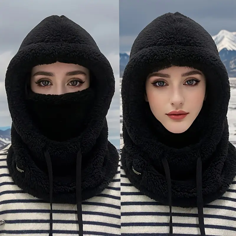 Thermal Windproof Ski Hood, Winter Warm Balaclava Face Cover, Fleece Adjustable Cycling Neck Cover, Full Face Mask