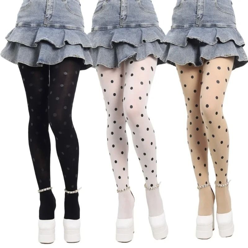 Timeless Polka Dot Textured Patterned Hosiery