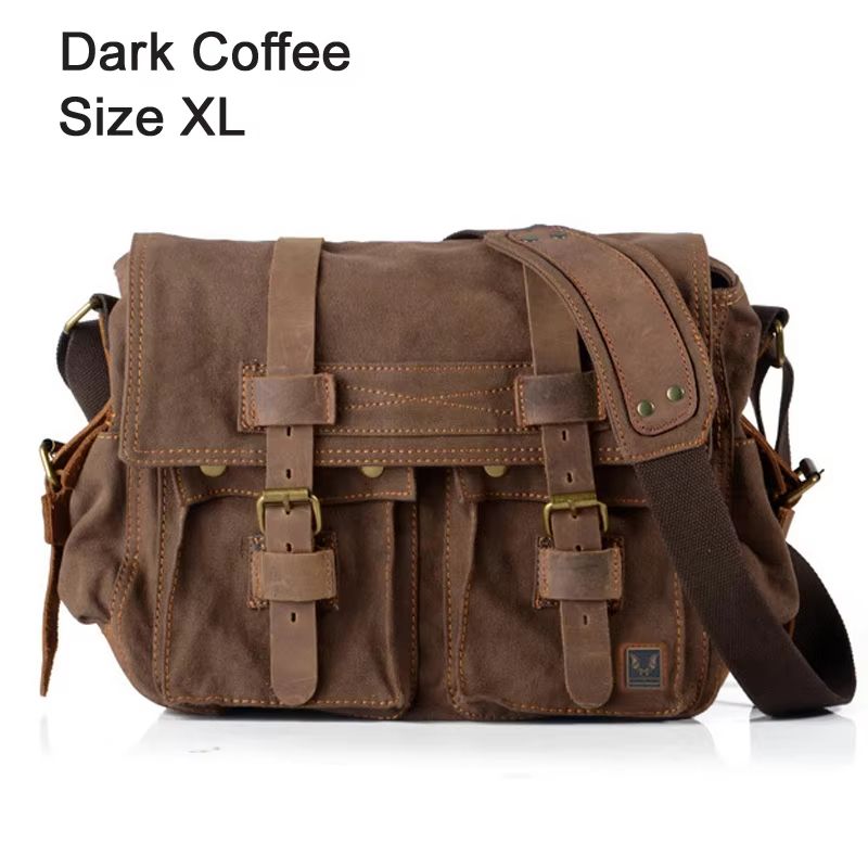 I AM LEGEND Canvas and Genuine Leather Men's Messenger Bag