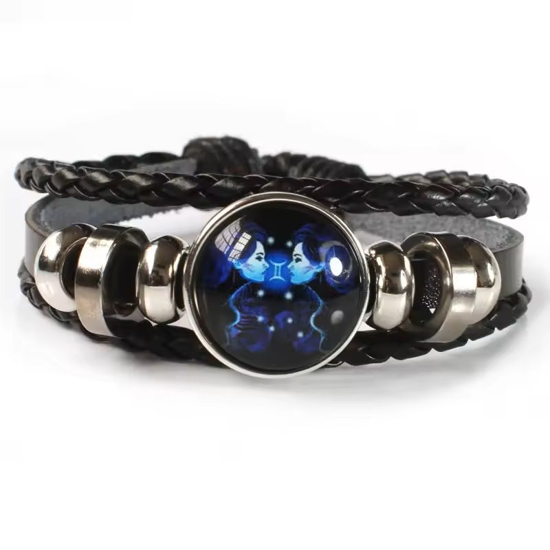 Zodiac Sign Glow Leather Bracelet Multilayer Gift
