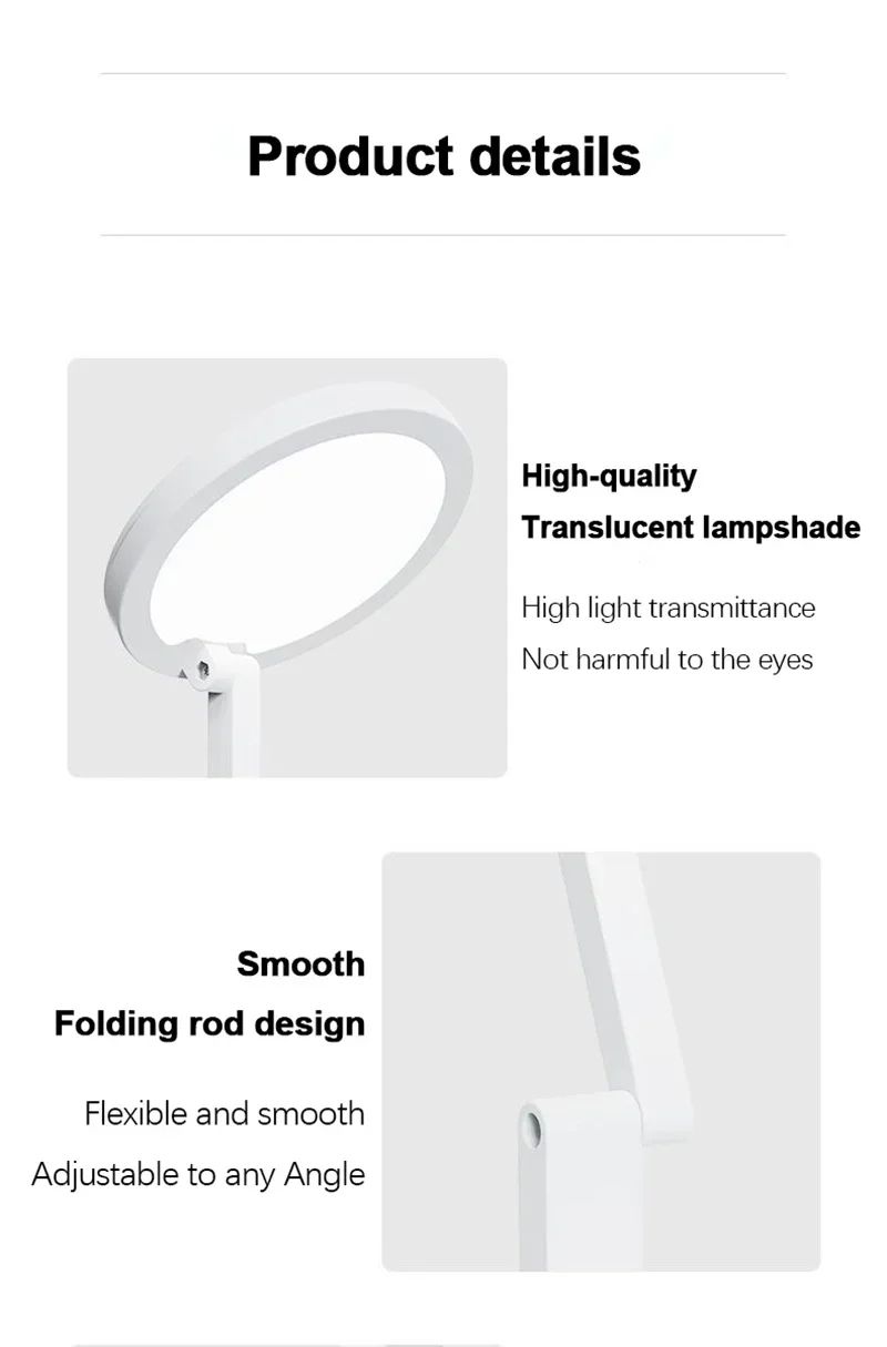 Rechargeable Foldable LED Desk Lamp with Clock