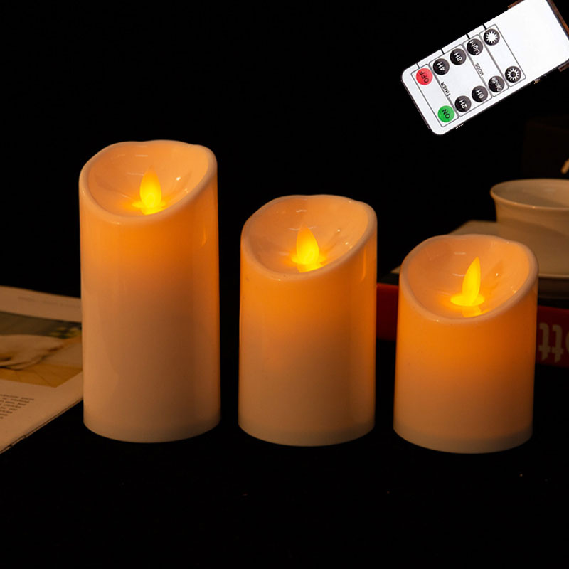 Remote Control Flameless Candles, Realistic Moving Wick Battery Operated Pillar Candles for Wedding, Home Decor