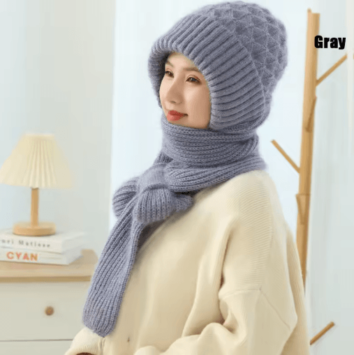 CozyWrap Winter Beanie Scarf Set – Womens Knitted Hat and Scarf Windproof Plush Beanie