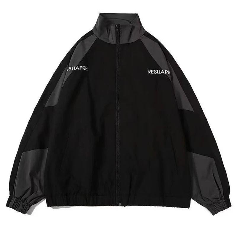 Hip Hop Varsity Jacket Patchwork College Style Windbreaker