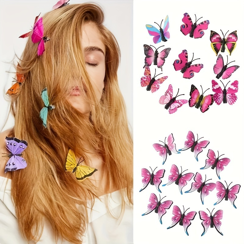Hair Accessories Butterfly Hair Clips 3D PVC Simulation for Girls Party