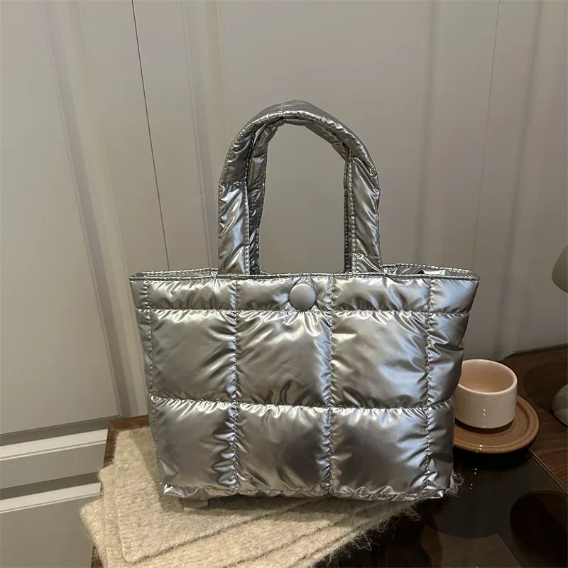 Large-Capacity Quilted Puffer Tote Bag for Women – Lightweight Waterproof Shoulder Bag
