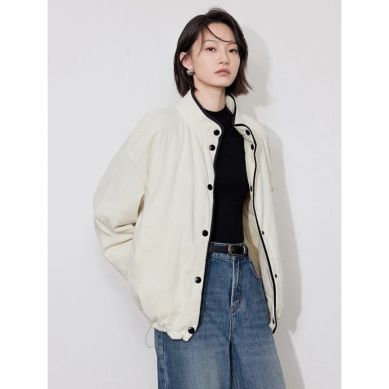 Elegant Contrasting Spliced Cotton Coat | Winter High-Fashion Outwear
