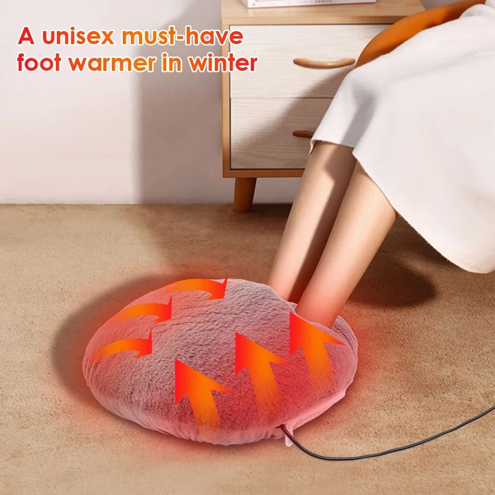 USB Winter Electric Foot Heating Pad Soft Plush Under Desk Warmer Mat
