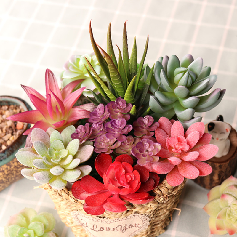 Plants, Mini Artificial Succulent Plants for Home Garden, Green Plastic Plants Ornament Decoration