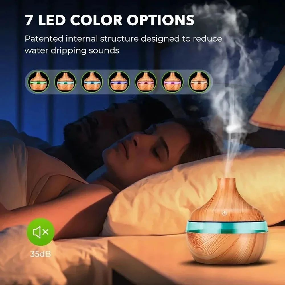Wood Grain Aromatherapy Diffuser Ultrasonic Air Humidifier with Remote Control
