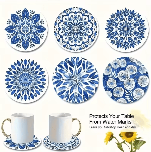 Add a refined, calming touch to your table with this beautifully crafted ceramic wooden coasters set. Inspired by classi