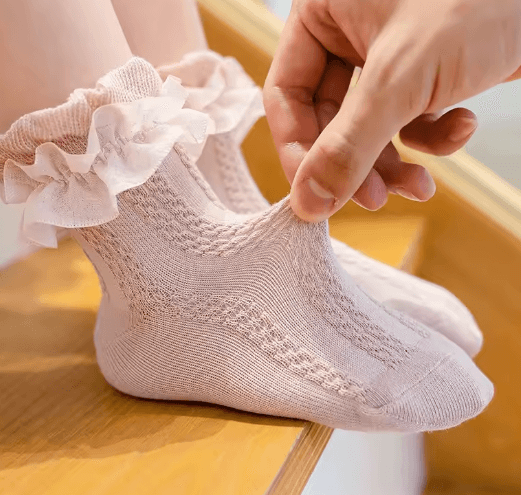 Sweet Lace Ruffle Baby Girls Socks Cotton Crew Dress Style
