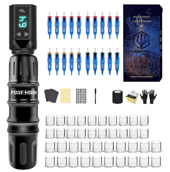 Poseidon Wireless Tattoo Pen Kit High Power Professional Tattoo Machine