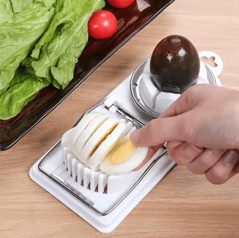 2-in-1 Multifunctional Egg Cutter with Stainless Steel Wire and PP Base