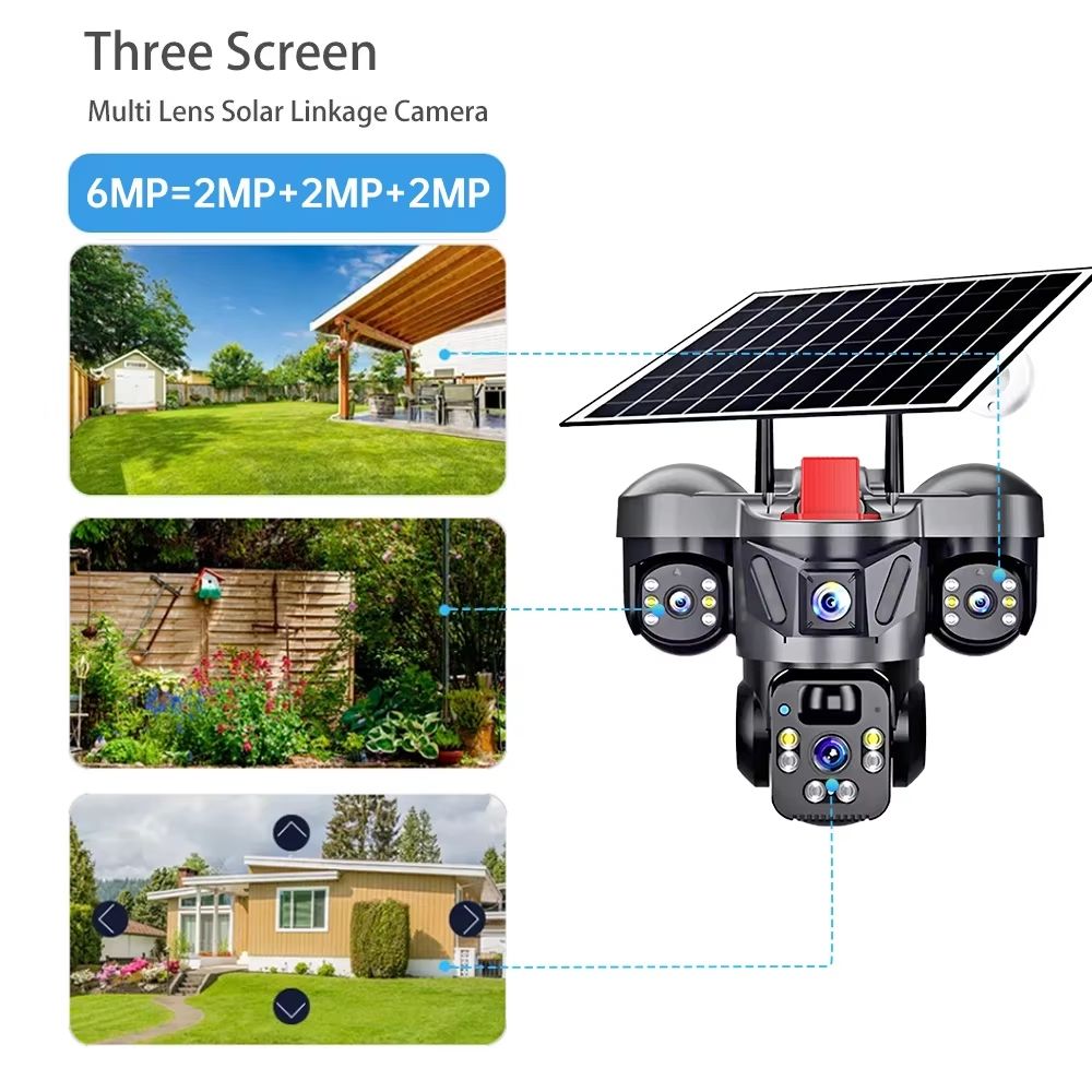 KERUI 6MP Solar WiFi 4G PTZ Outdoor Security Camera with Triple Lens and Built-In Battery