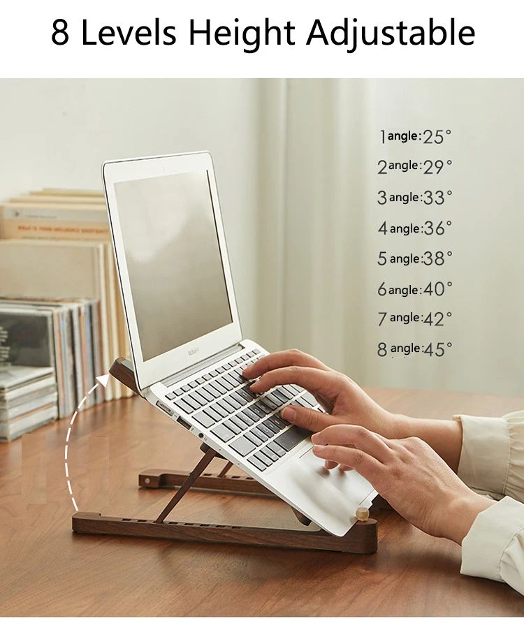 Foldable Wooden Laptop Stand Adjustable Height
