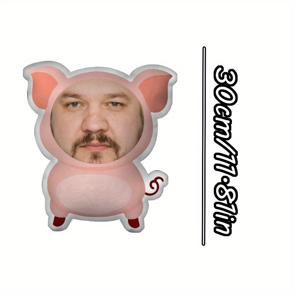 Quirky Customised Pink Pig Double-Sided Printed Face Cushion, Pillow, Fun Seat Cushion