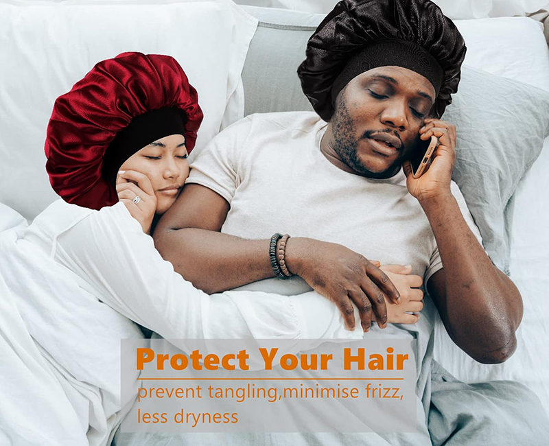 Premium Satin Durag Wave Cap with Long Tail Silky Hair Protection Headwrap