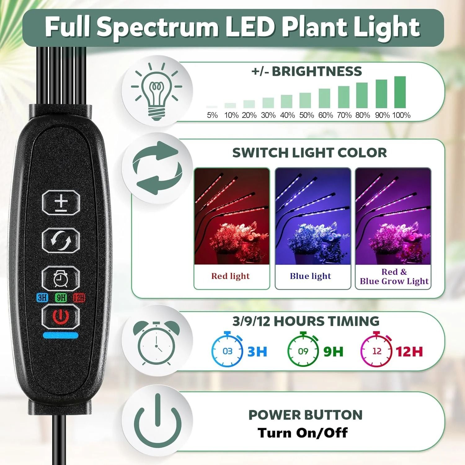 LED USB Grow Light Full Spectrum Clip Lamp for Indoor Plants and Seedlings