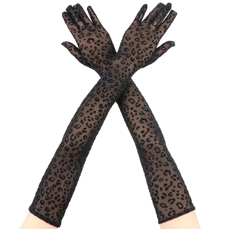 Leopard Print Mesh Opera Gloves – 21.7