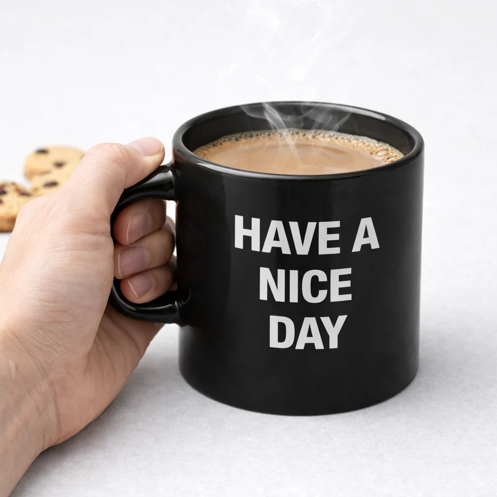 Funny Middle Finger Coffee Mug – “Have a Nice Day” Ceramic Novelty Cup