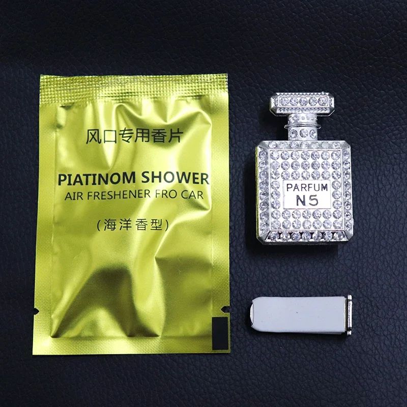 Diamond Crystal Perfume Bottle Vent Clip - Elegant car vent air freshener & Luxe crystal car diffuser