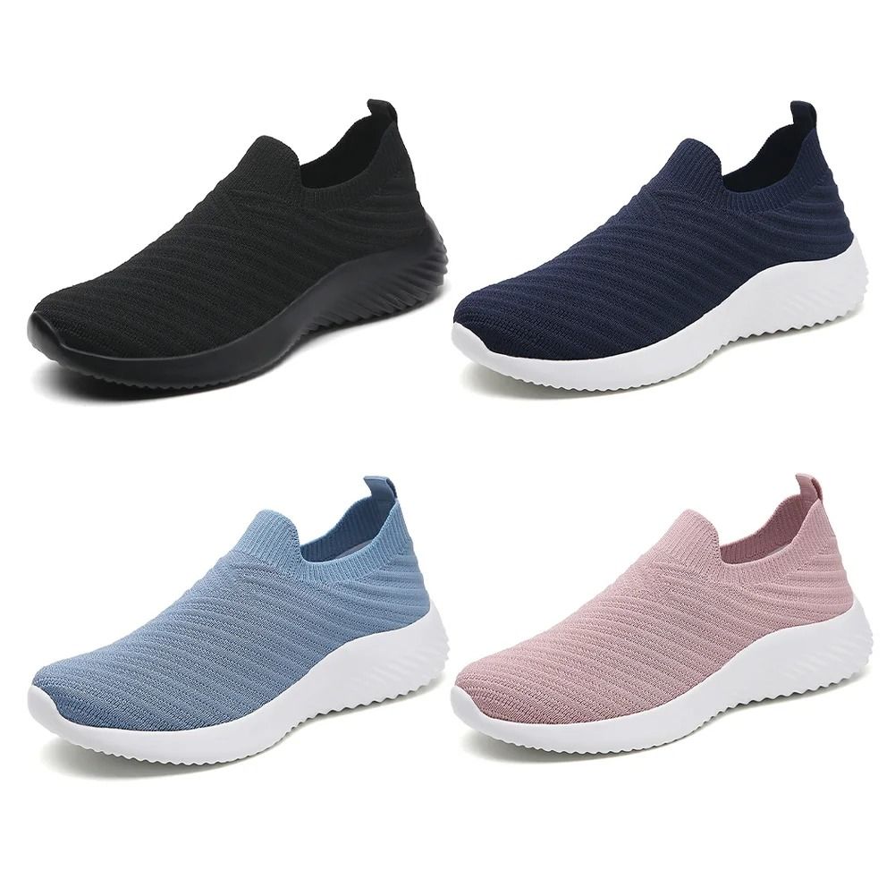 Women Slip On Knit Running Sneakers with Memory Foam Lightweight Sole for Walking Yoga and Workouts
