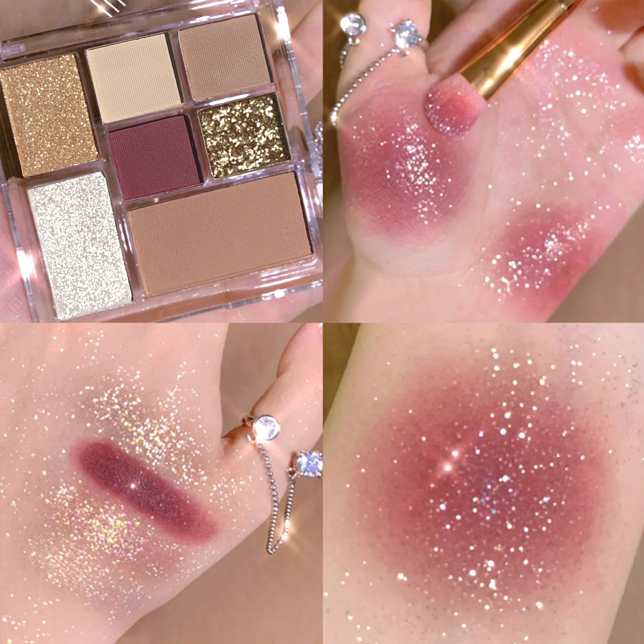 Color Eyeshadow Palette in Earth Tones with Shimmer, Glitter, Matte & Pearl Finishes, Waterproof & Playful Makeup