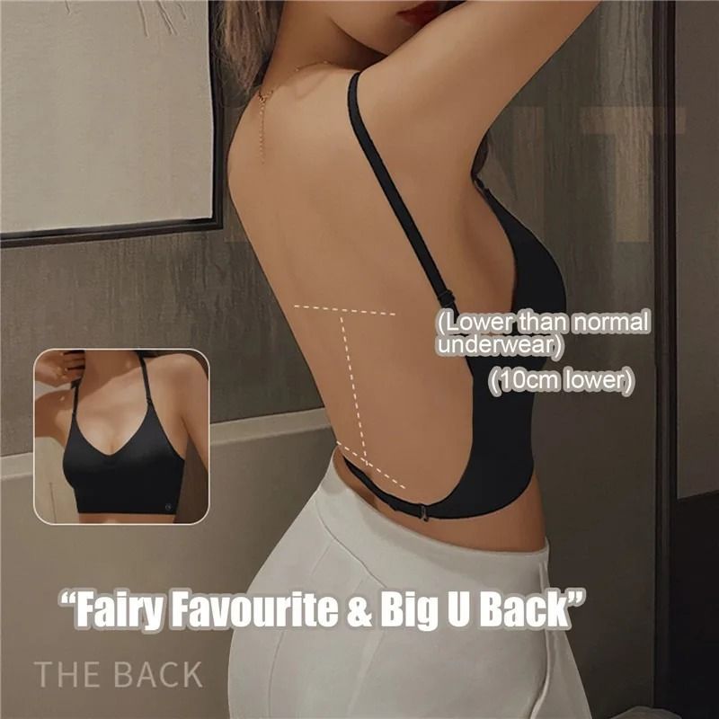 2024 Invisible Backless Push Up Bra | Low Cut Plunge Open Back Lingerie