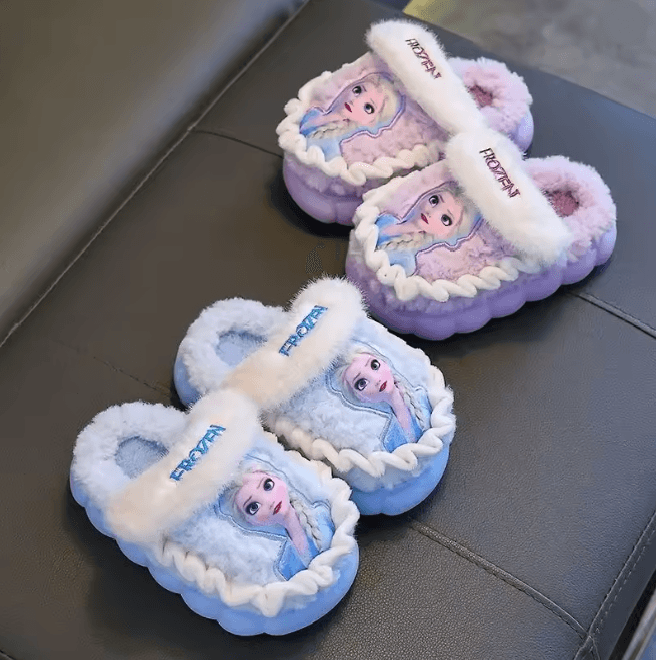 Elsa Frozen Kids Cotton Slippers Warm Non Slip Winter House Shoes