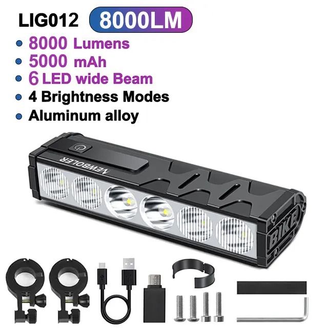 High Power Bicycle Front Light 10000 Lumen USB Rechargeable Waterproof Cycling Lamp