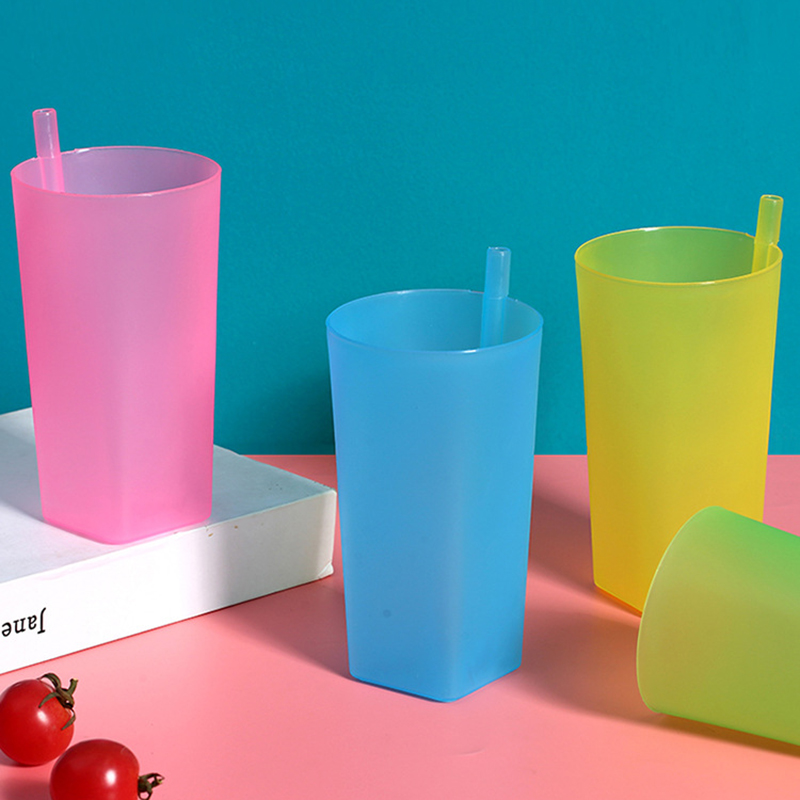 Children Infant Sip Cup, Water Bottle With Built In Straw, Food-Grade Plastic Integrated Straw Cup Kids