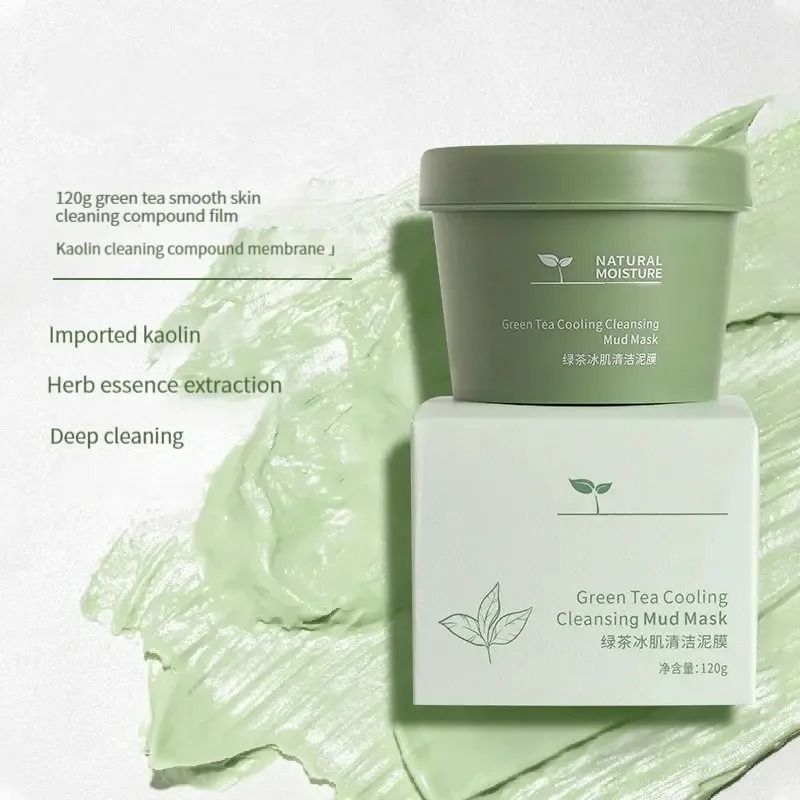 Green Tea Ice Mud Mask Cleansing Moisturizing Oil Control Blackhead Removal Facial Mask 120g