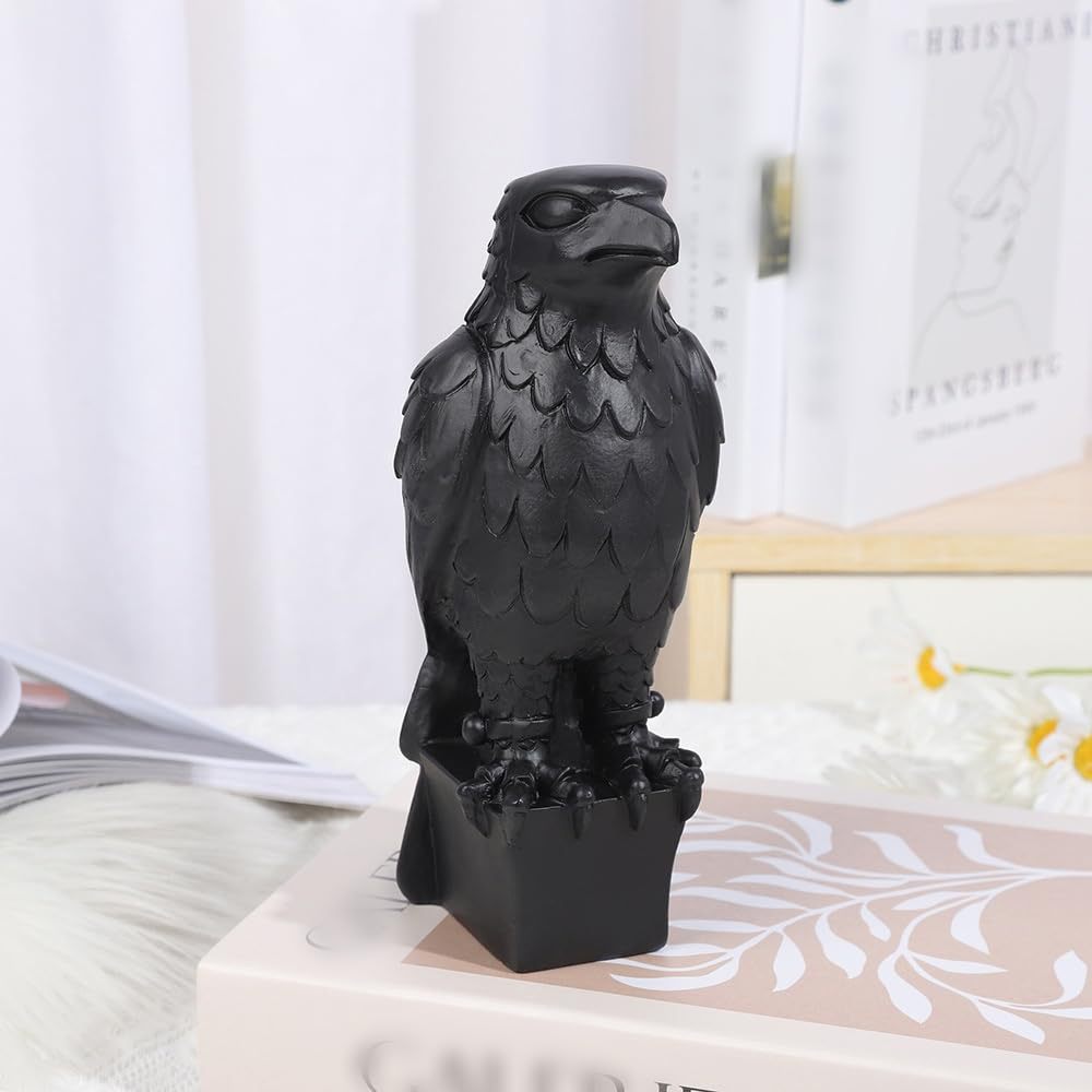 Black Eagle Resin Desk Statue for Bold Home Office Decor