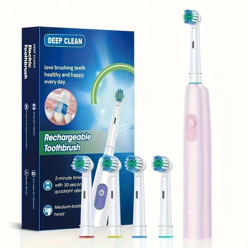 SmartSpin Pro Rechargeable Electric Toothbrush with Rotary Cleaning Power