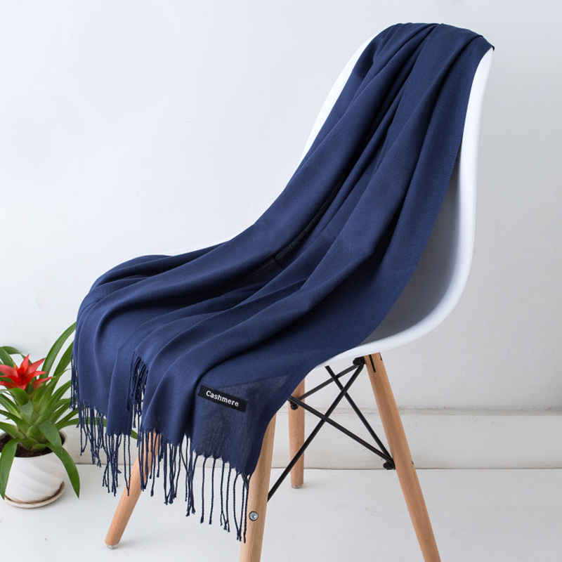 Men's Pashmina Shawls Wraps, Women Cashmere Scarf, Warm Tassels Scarves Female Foulard