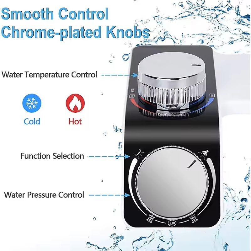 Non-Electric Bidet Toilet Seat Attachment with Dual Nozzles and Hot-Cold Mixer for Hygienic Wash