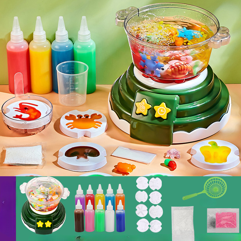 DIY Hot Pot Cooking Toys Kitchen Playset Pretend Hot Pot Machine Toys Educational Bubble Sound Light Toy for Girls