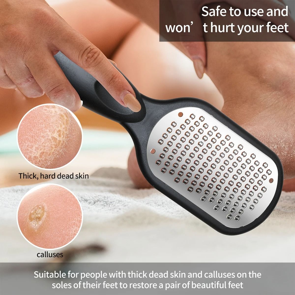 Double Sided Foot File Stainless Steel Pedicure Tool for Removing Callus and Smoothing Heels