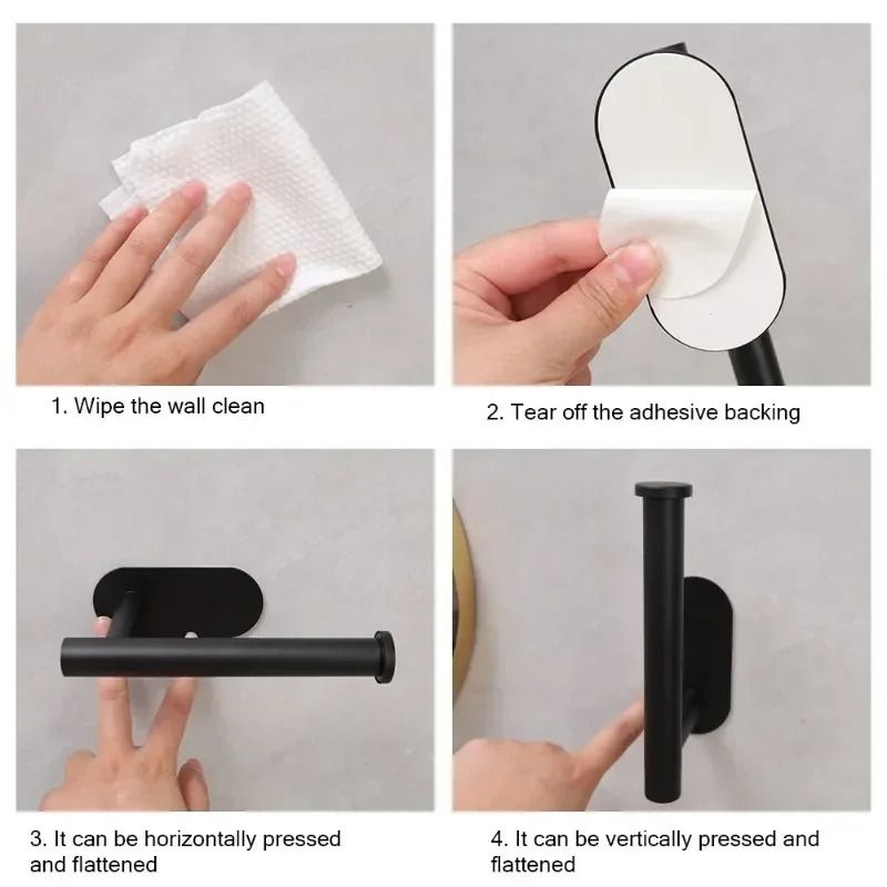 Self-Adhesive Stainless Steel Toilet Paper Holder | Premium No-Drill Wall Mount Tissue Dispenser