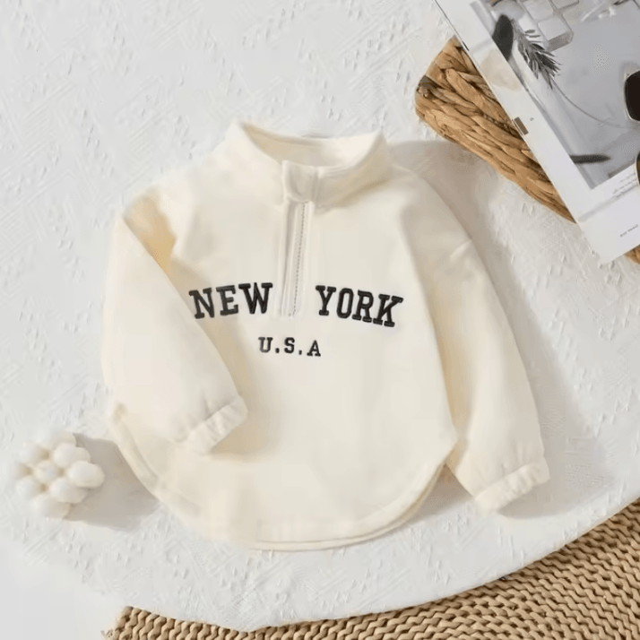 Casual Baby Letter Print Sweatshirt Loose Fit Toddler Cotton Pullover