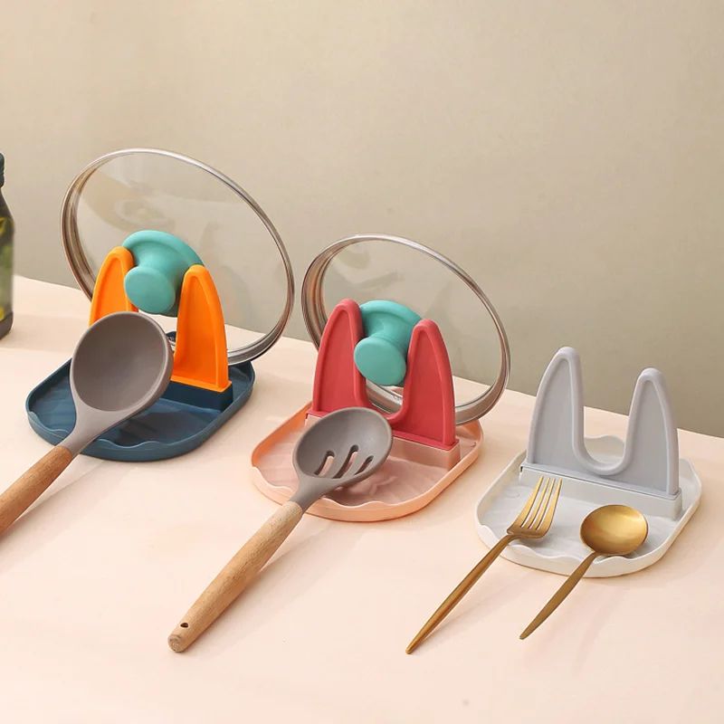 Pan Lid and Spoon Rest Holder Kitchen Utensil Stand