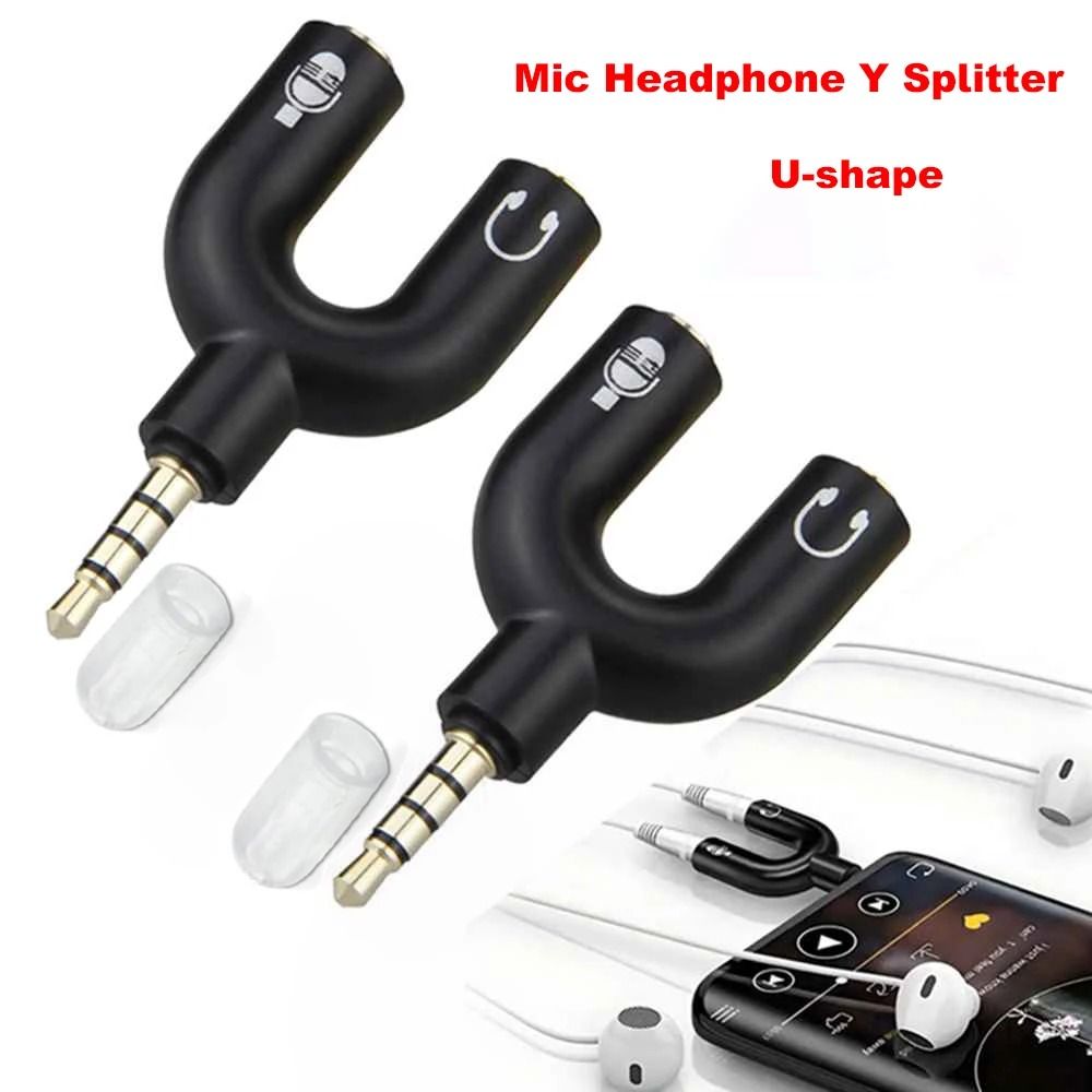 U-Shaped 3.5mm Stereo Audio and Microphone Splitter